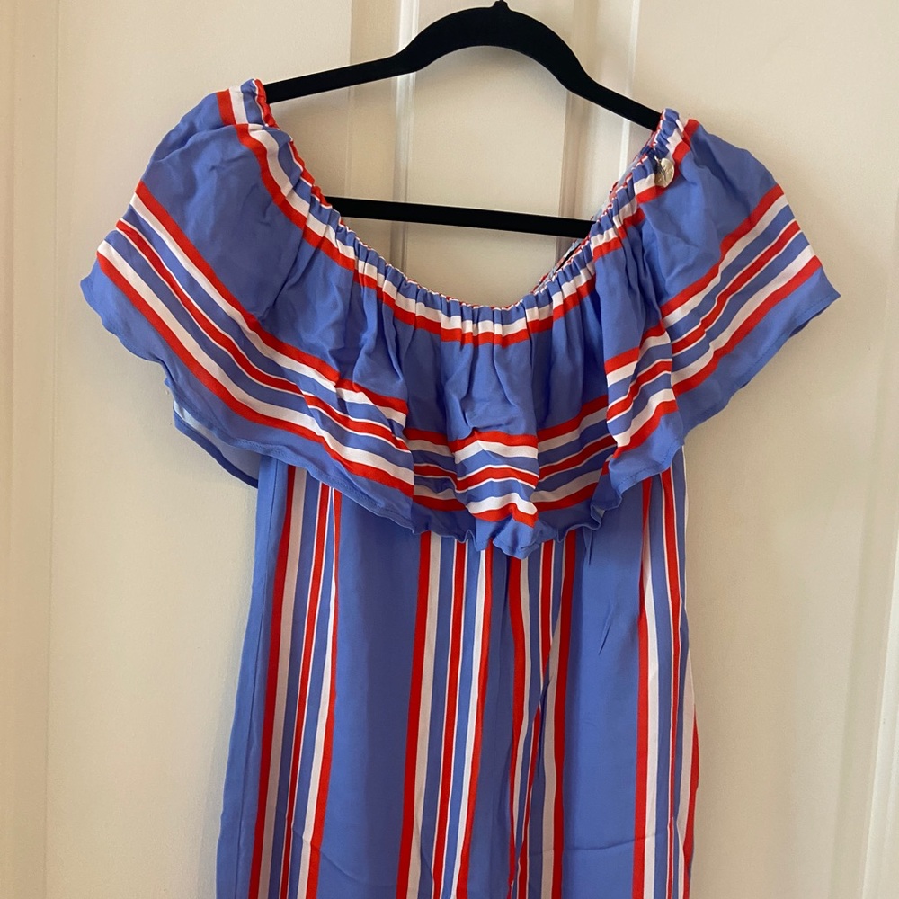 Elisabetta Franchi Womens Blue & Red Striped Jumpsuit Size 42 Italy - Picture 3 of 7